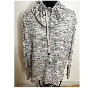 DKNY Womens Cowl Neck Sweater Long Sleeve Drawstring Size S Heather Gray